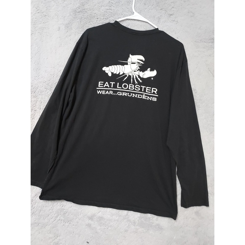 Grundens Shirt Mens XL Eat Lobster Long Sleeve Fishing Graphic Black Casual
